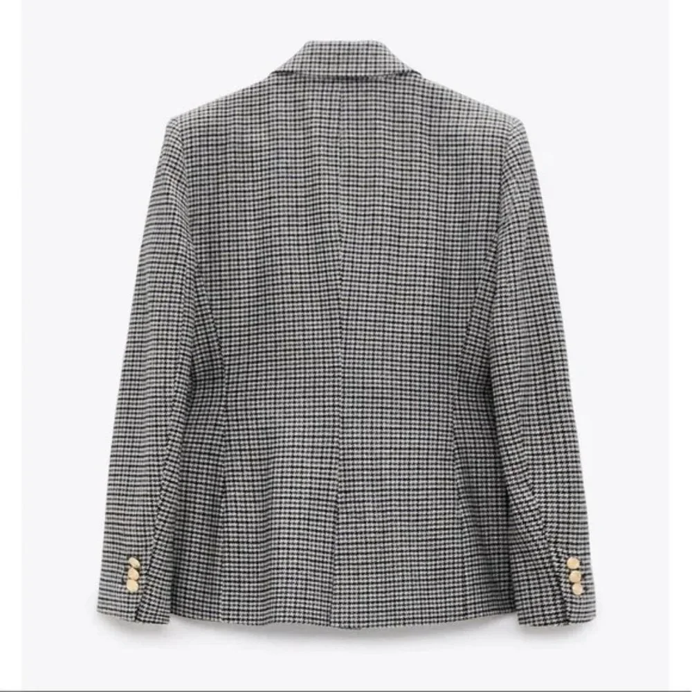 ZARA Double Breasted Houndstooth Blazer - Picture 10 of 12